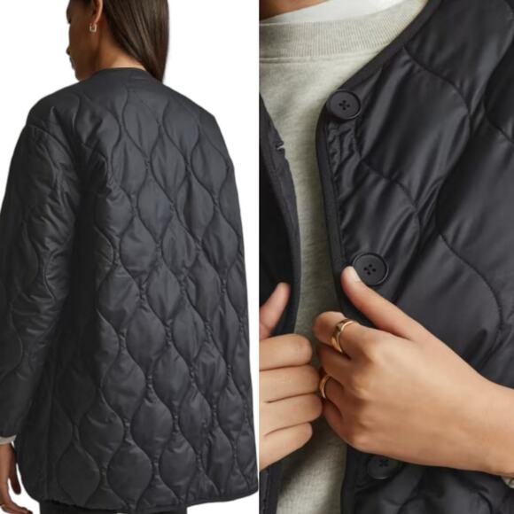 Everlane The ReNew Quilted Mid-Length Liner Jacket In Black Size Small New - Picture 2 of 15